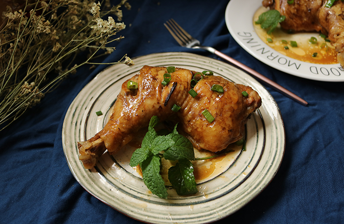 柠香葱油焗鸡腿